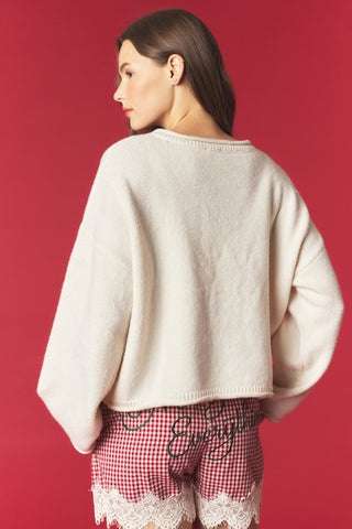Christmas Embroidery Cardigan • Ivory