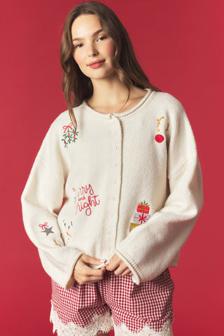 Christmas Embroidery Cardigan • Ivory