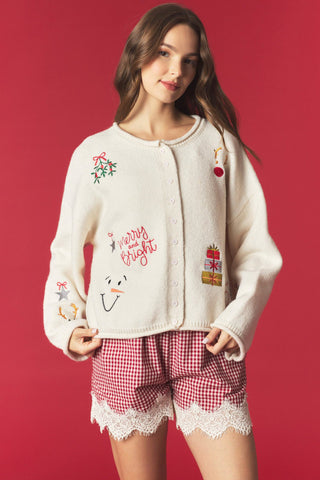 Christmas Embroidery Cardigan • Ivory