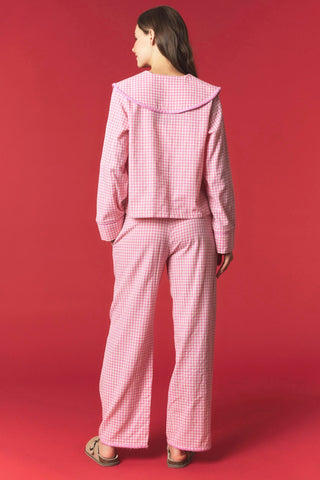 Gingham Embroidered Nutcracker Pajama Set • Pink