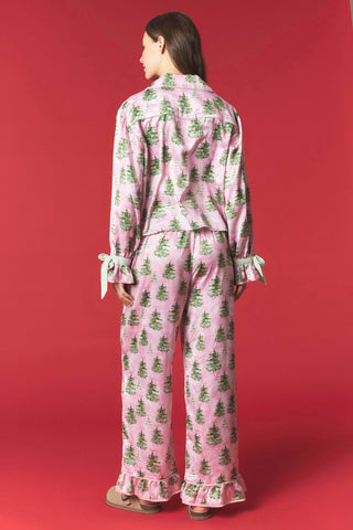 Christmas Tree Satin Pajama Set • Pink & Green