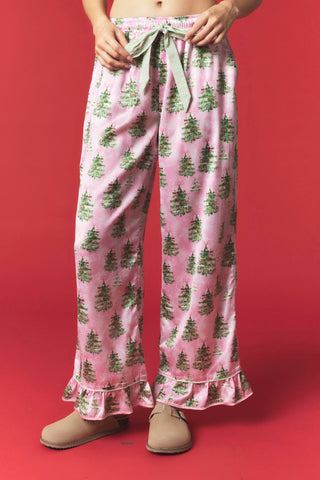 Christmas Tree Satin Pajama Set • Pink & Green