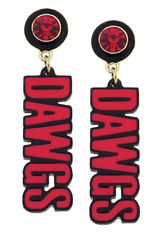 Georgia Bulldogs Resin Block Letter Earrings in Red