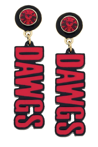 Georgia Bulldogs Resin Block Letter Earrings • Red