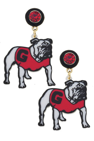Georgia Hairy Dawg Resin Mascot Earrings • Red/Black