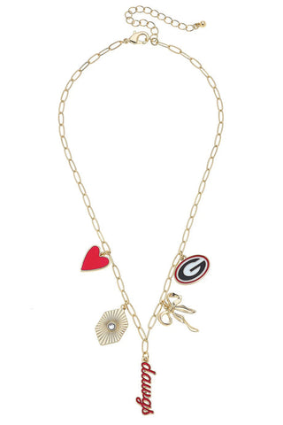 Georgia Bulldogs Paper Clip Charm Collector Necklace • Shiny Gold
