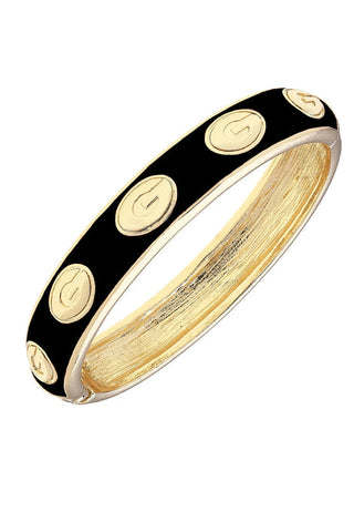 Georgia Bulldogs Sculpted Enamel Logo Hinge Bangle • Black