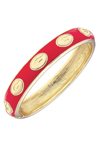 Georgia Bulldogs Sculpted Enamel Logo Hinge Bangle • Red
