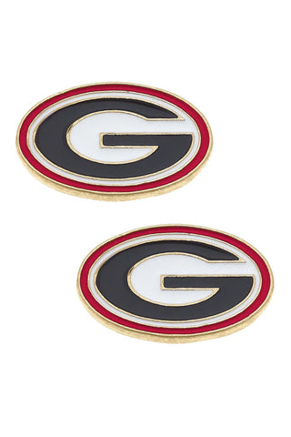 Georgia Bulldogs Enamel Logo Stud Earrings • Shiny Gold