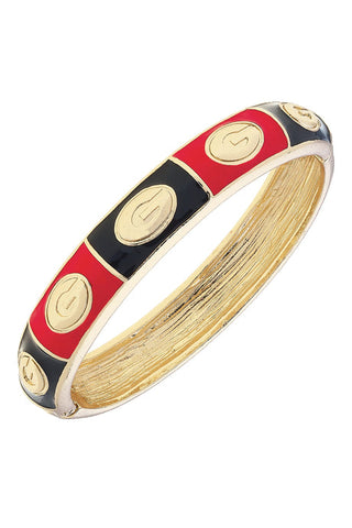 Georgia Bulldogs Sculpted Enamel Checkered Hinge Bangle • Red/Black