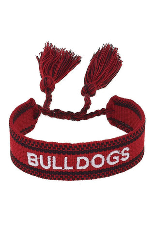 Georgia Bulldogs Woven Tassel Bracelet • Red/Black/White
