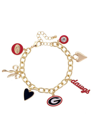 Georgia Bulldogs Enamel Icons Charm Bracelet • Shiny Gold