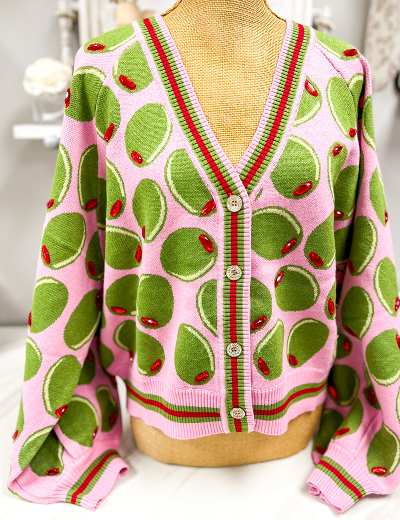 QOS Pink Olive Cardigan