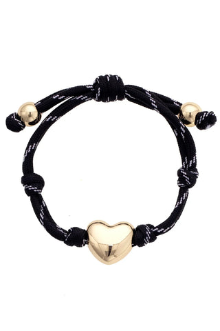 Blaine Puffy Heart Paracord Bracelet • Black