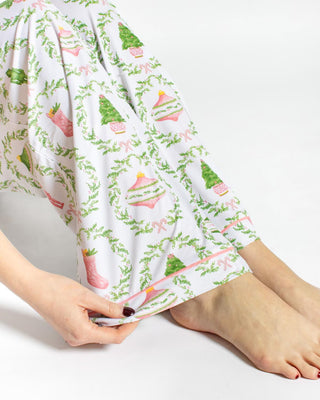 Nutcracker Trellis Sleep Pants • White/Pink/Green