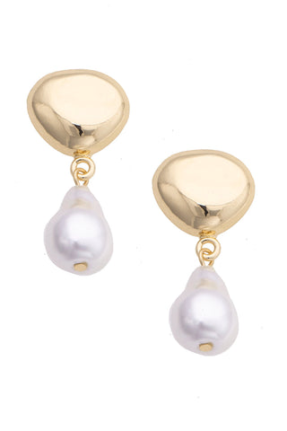 Ellison Organic Pearl Earrings • Shiny Gold