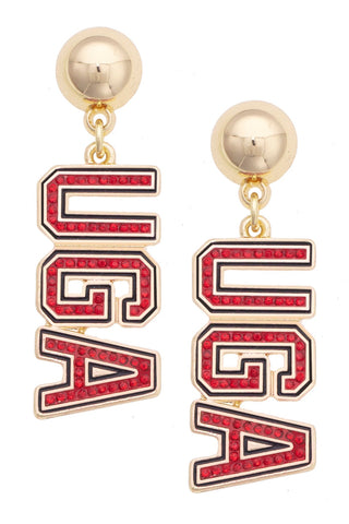 Georgia Bulldogs Pave Outline Earrings • Gold
