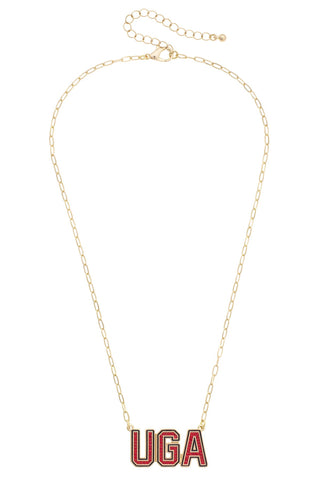 Georgia Bulldogs Pave Outline Necklace