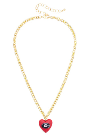 Georgia Bulldogs Heart Pendant Necklace