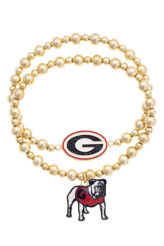 Georgia Bulldogs Ball Bead Bracelet • Set of 2