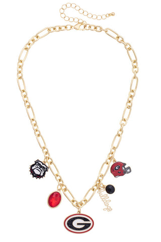 Georgia Bulldogs Gameday Charm Necklace • Shiny Gold