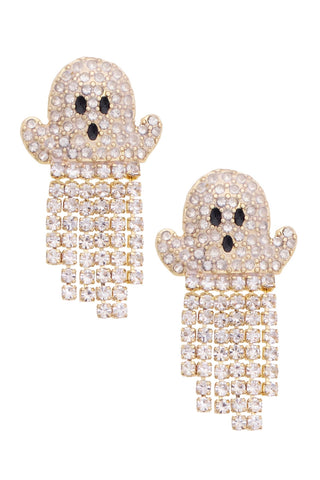 Ghost Pavé Fringe Earrings • White