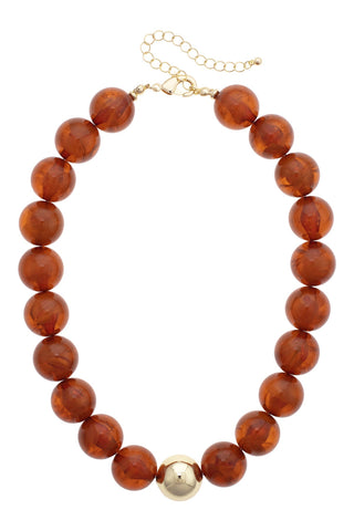 Marjorie Beaded Gumball Necklace • Amber