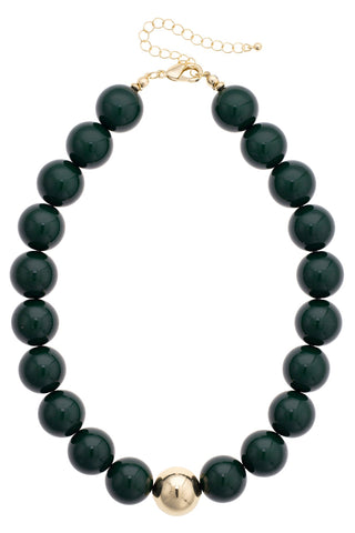 Marjorie Beaded Gumball Game Day Necklace • Green
