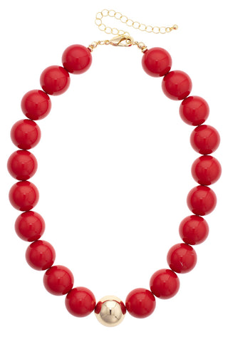 Marjorie Beaded Necklace • Red