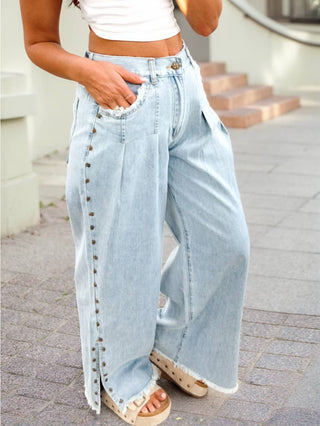 Shiloh Studded Wide Leg Jeans • Beau Blue