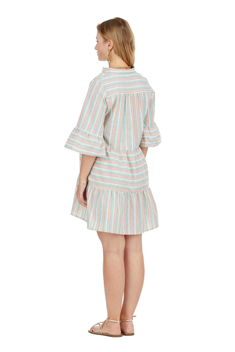 Yoked Tiered Dress • Multi Stripe