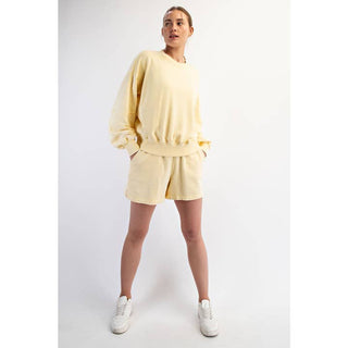 Lesli Mineral Washed French Terry Short Set • Sweet Corn