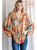 Plus • Cottage Love Satin Top • Amber