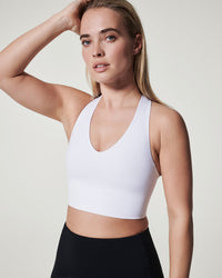 Longline Medium Impact Sports Bra • White