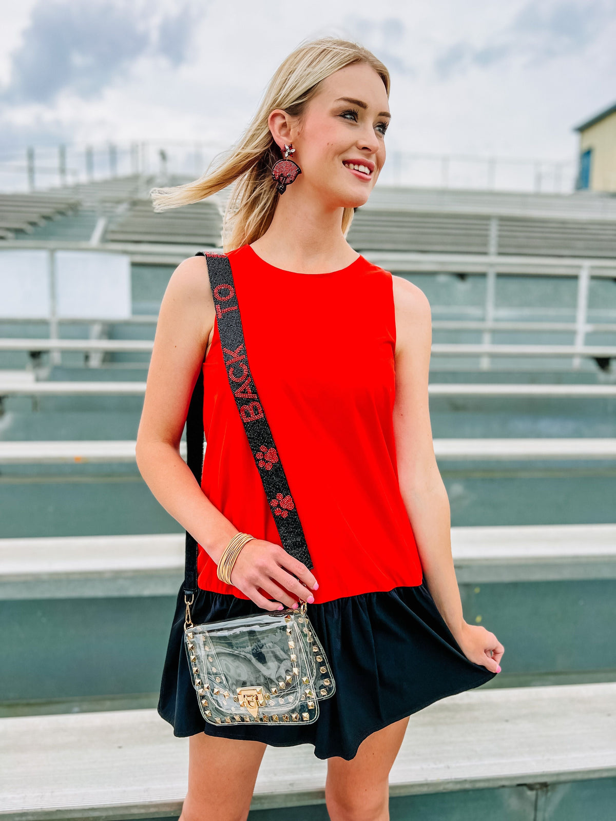 Back-to-Back Champs Crossbody Strap • Black/Red