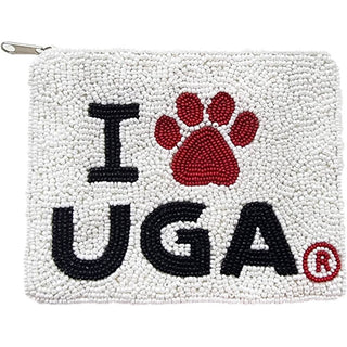Georgia Bulldogs Paw UGA Beaded Pouch