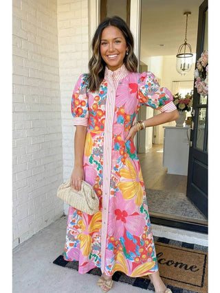 Winnie Button Down Vacay Dress • Pink