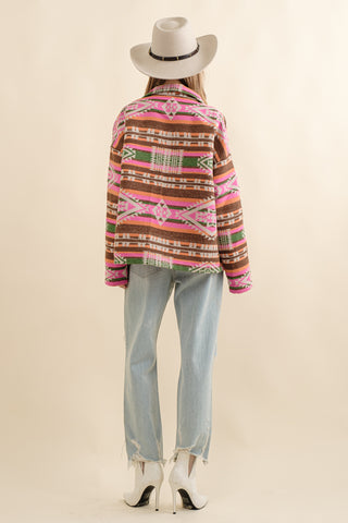 Aztec Shacket • Hot Pink Pine