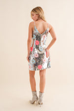 Sequin Flower Cami Mini Dress • Silver