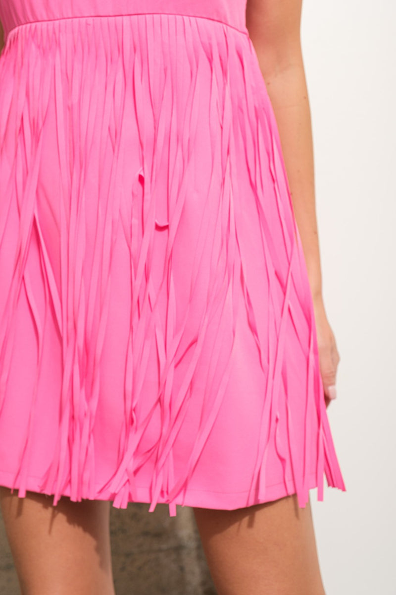 Fringe Cami Mini Dress • Pink