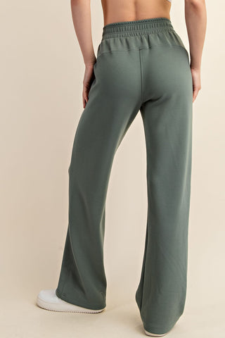 Mikayla Modal Scuba Straight Pants • Sage Leaf
