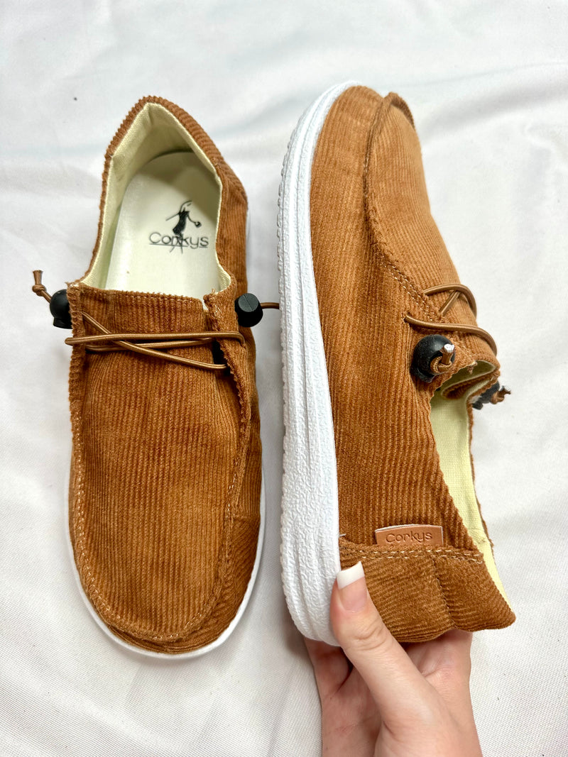 Kayak Cognac Corduroy Slip On Shoes