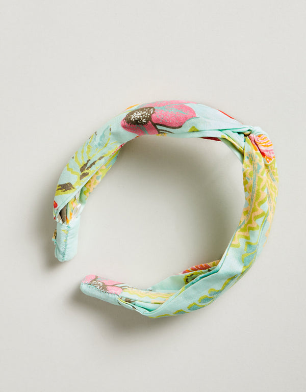 Twisted Headband Queenie Tropical Floral Sea Foam