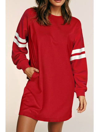 Letterman Sweatshirt Dress • Red
