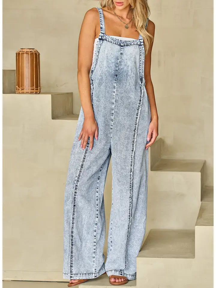 Floyd Wide Leg Overalls • Denim