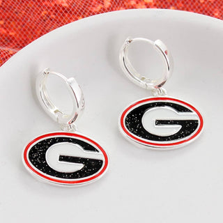 Georgia Glitter Enamel Logo Huggie Hoop Earrings