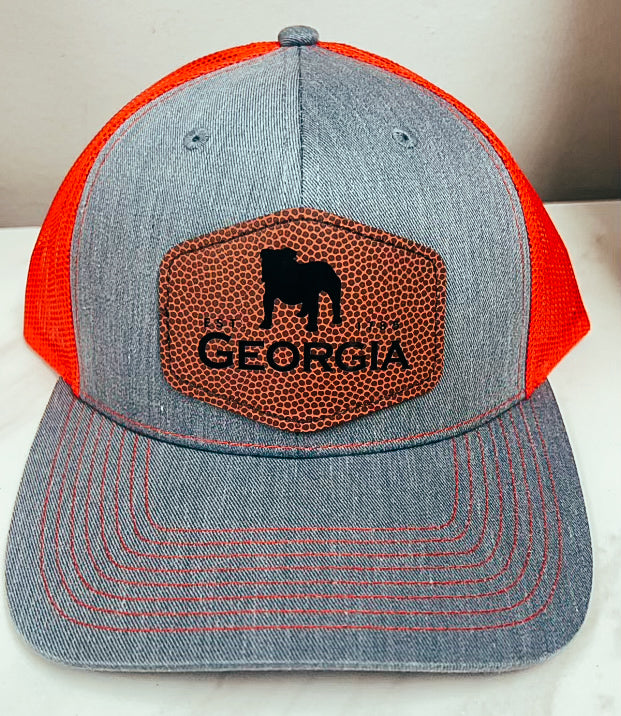 Georgia Bulldogs Leather Football Patch Hat • Heather Grey