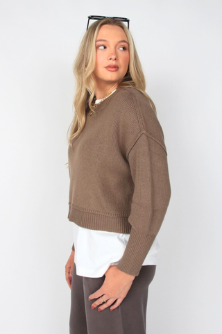 Sumire Crewneck Pullover Sweater • Deep Taupe