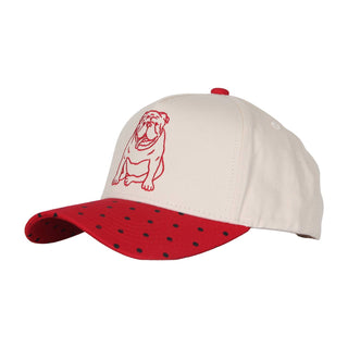 Bulldog Embroidered Hat • Cream & Red