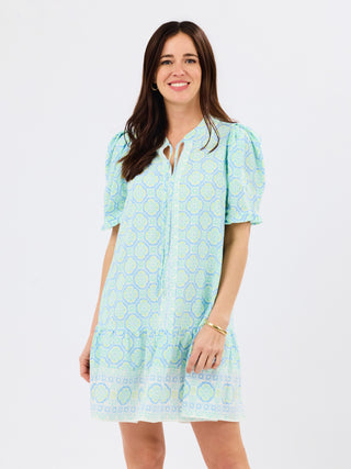 Natalia Mini Dress • Mosaic Charm Blue
